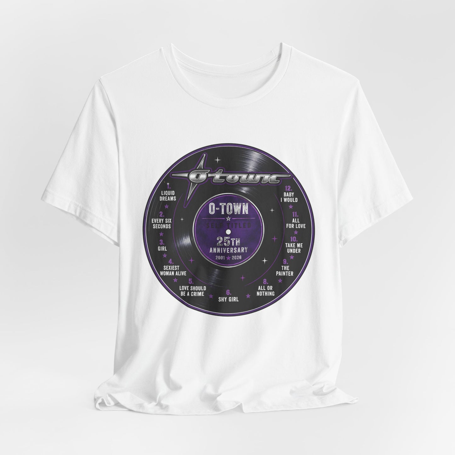 O-Town 25th Anniversary Tee — Tracklist Vinyl Design