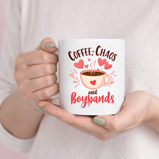 Valentine’s Boyband Mug — "Coffee, Chaos and Boybands" Ceramic Coffee Mug (11oz, 15oz)