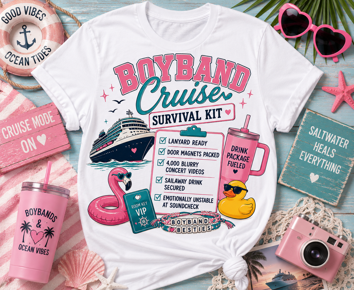 Boyband Cruise Survival Kit T‑Shirt
