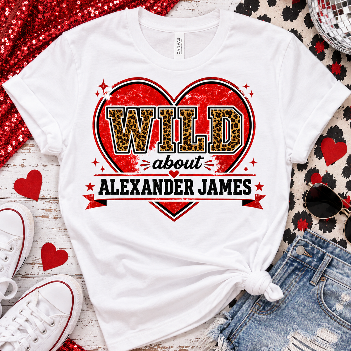 Personalized "Wild About [Name]" Heart Tee — Retro Rodeo Love T-Shirt