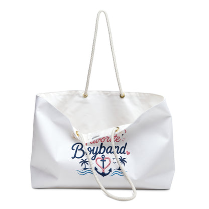 Weekender Bag — "Sailing With My Favorite Boyband" Nautical Travel Tote